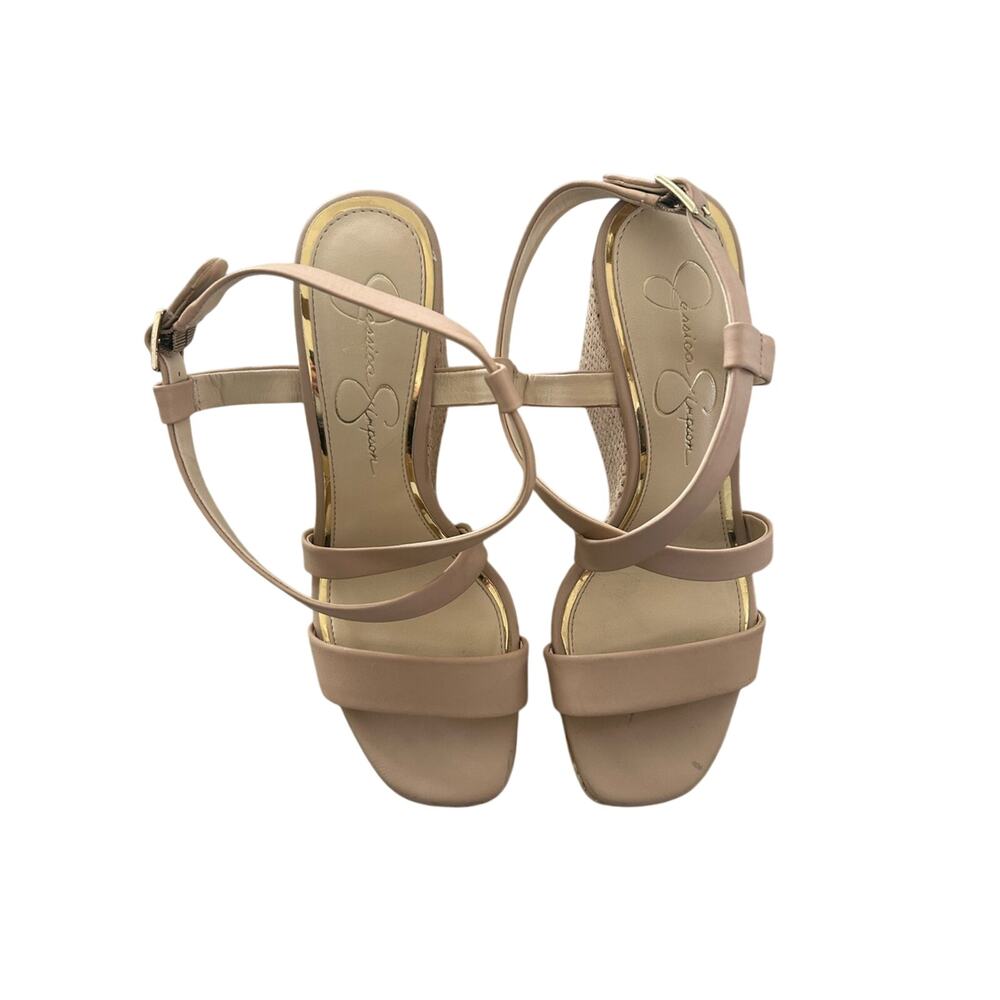 Jessica Simpson Women’s Nude Strappy Espadrille Wedge Sandals Size 8M